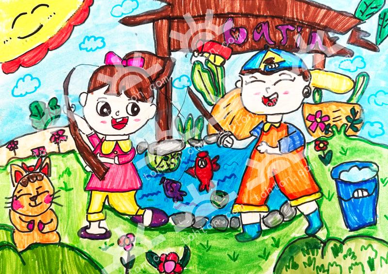 我和哥哥去钓鱼