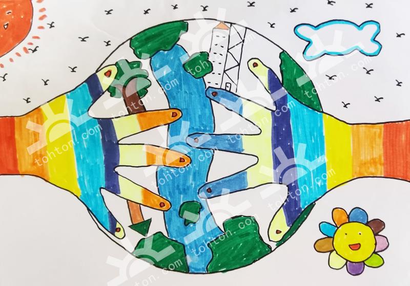 手拉手拥抱地球