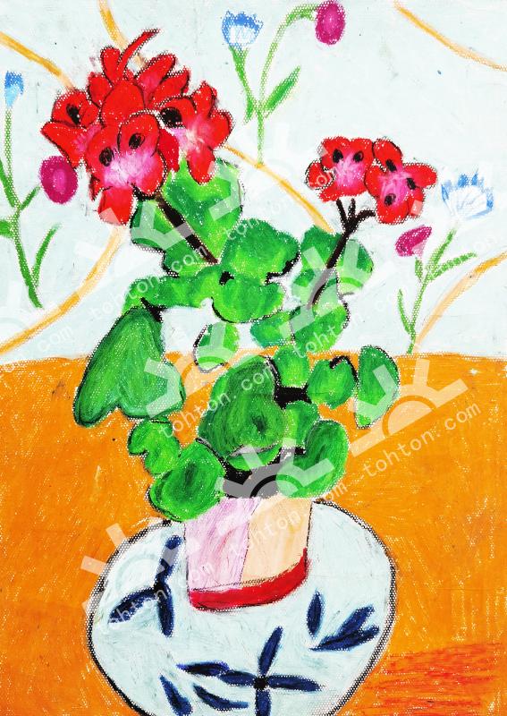 一盆开红花的静物